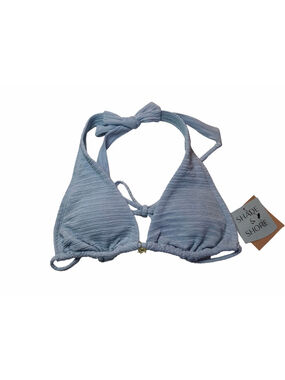 Shade & Shore Blue Ribbed Bikini Top M